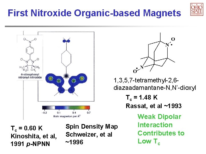 First Nitroxide Organic-based Magnets 1, 3, 5, 7 -tetramethyl-2, 6 diazaadamantane-N, N’-dioxyl Tc =