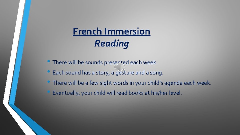 BienvenueWelcome to grade 1 French Immersion French Immersion