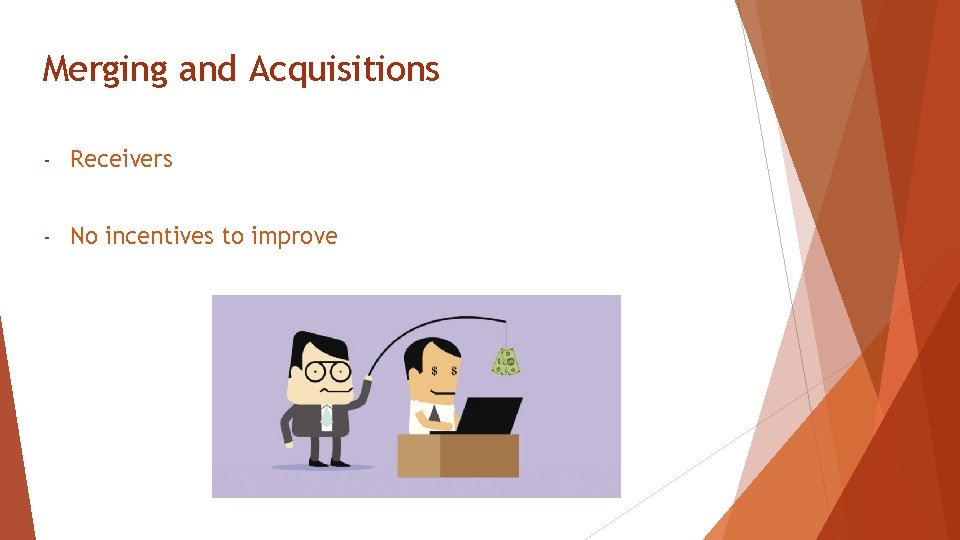 Merging and Acquisitions - Receivers - No incentives to improve 