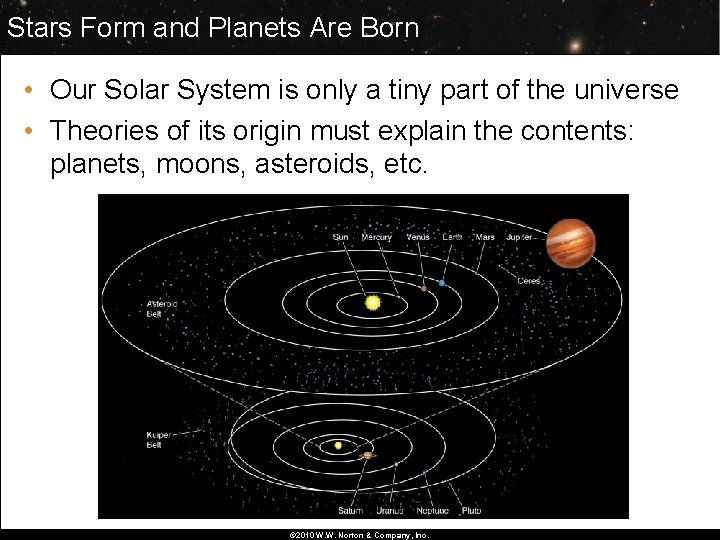 Stars Form and Planets Are Born • Our Solar System is only a tiny