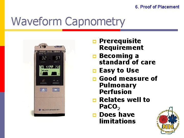 6. Proof of Placement Waveform Capnometry p p p Prerequisite Requirement Becoming a standard
