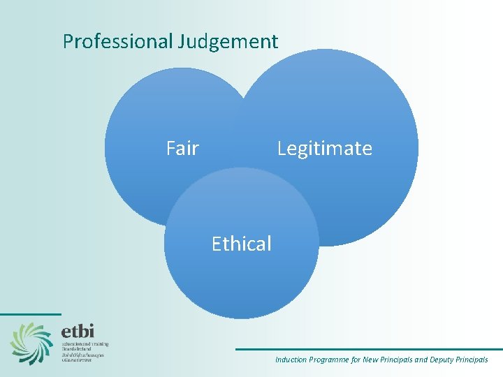 Professional Judgement Fair Legitimate Ethical Induction Programme for New Principals and Deputy Principals 