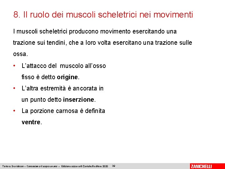 8. Il ruolo dei muscoli scheletrici nei movimenti I muscoli scheletrici producono movimento esercitando