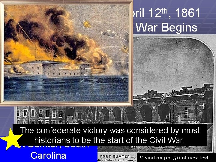April 12 th, 1861 A War Begins The confederate victory was considered by most
