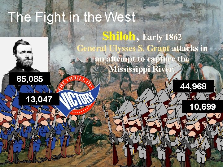 The Fight in the West Shiloh, Early 1862 General Ulysses S. Grant attacks in