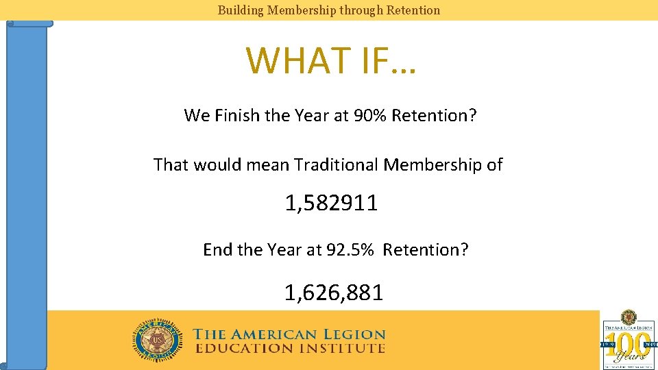 Building Membership through Retention WHAT IF… We Finish the Year at 90% Retention? That