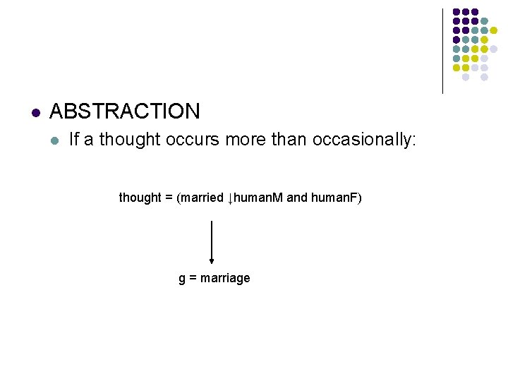 l ABSTRACTION l If a thought occurs more than occasionally: thought = (married ↓human.