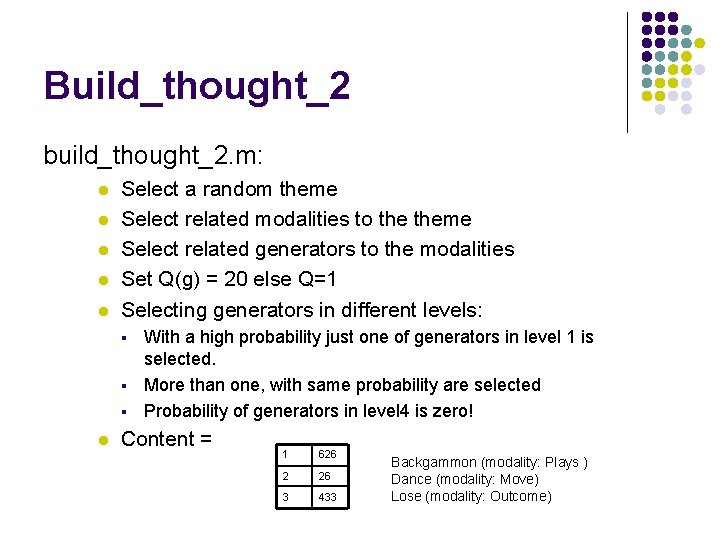 Build_thought_2 build_thought_2. m: l l l Select a random theme Select related modalities to