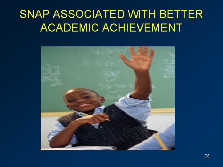 SNAP ASSOCIATED WITH BETTER ACADEMIC ACHIEVEMENT 28 