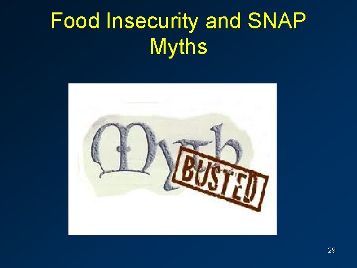 Food Insecurity and SNAP Myths 29 
