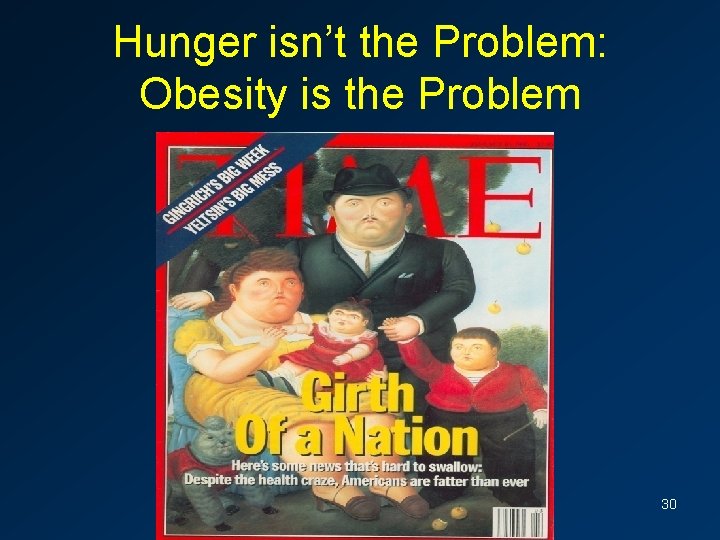 Hunger isn’t the Problem: Obesity is the Problem 30 