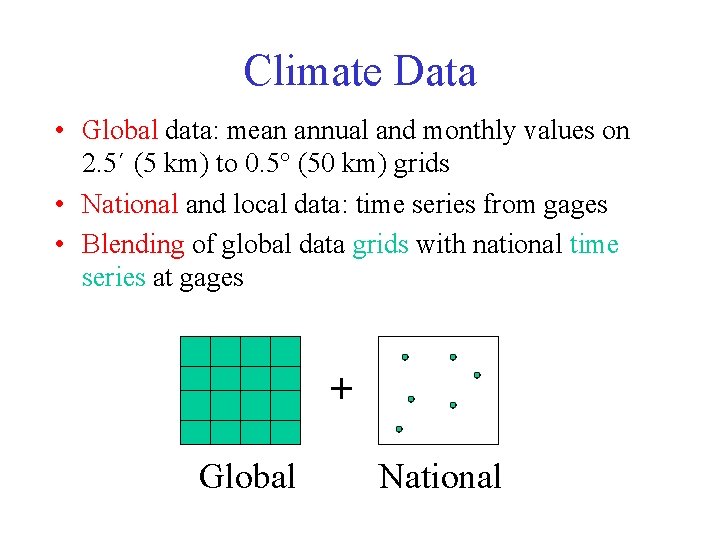 Climate Data • Global data: mean annual and monthly values on 2. 5´ (5 Climate Data • Global data: mean annual and monthly values on 2. 5´ (5