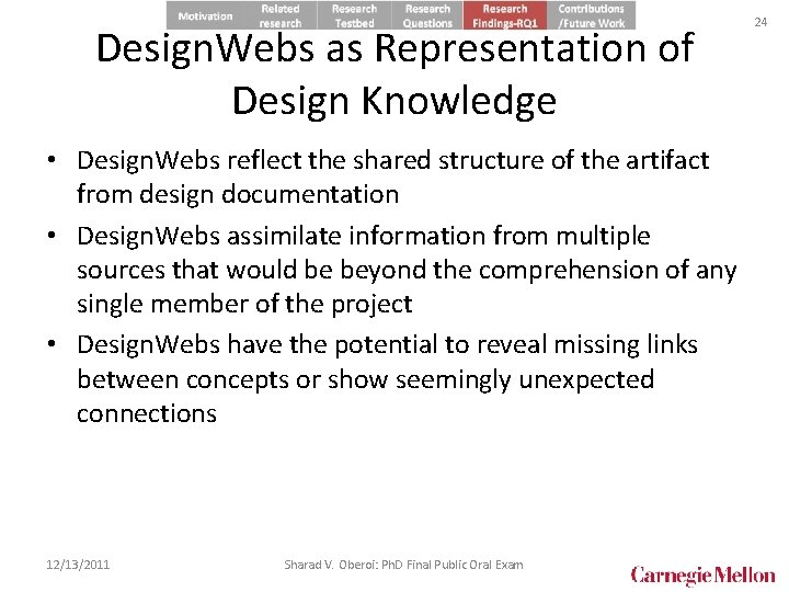 Design. Webs as Representation of Design Knowledge • Design. Webs reflect the shared structure