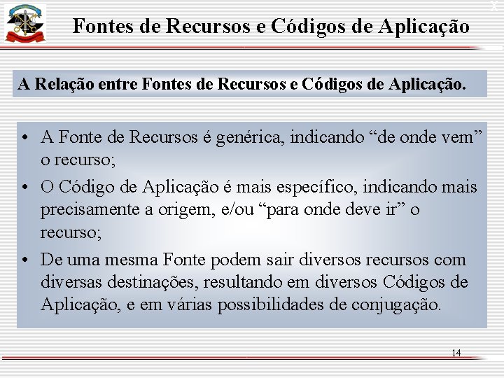 Fontes de Recursos e Códigos de Aplicação A Relação entre Fontes de Recursos e