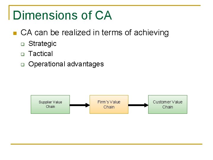 Dimensions of CA n CA can be realized in terms of achieving q q