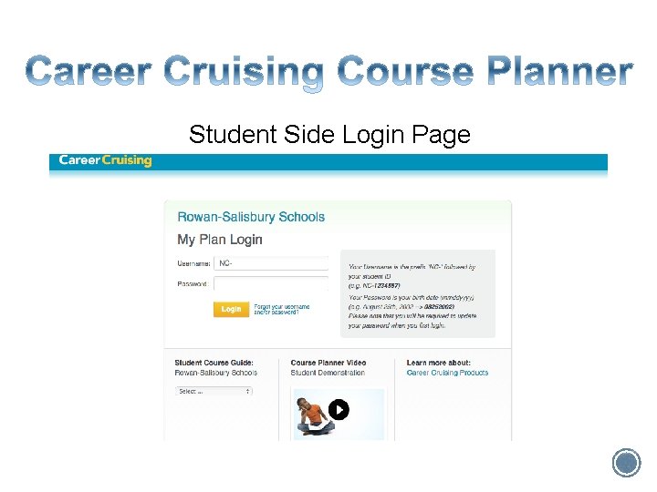 Student Side Login Page 