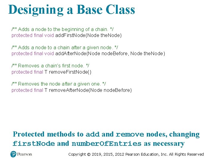 Designing a Base Class /** Adds a node to the beginning of a chain.