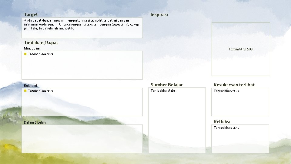 Target Inspirasi Anda dapat dengan mudah mengustomisasi templat target ini dengan informasi Anda sendiri.