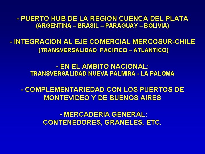- PUERTO HUB DE LA REGION CUENCA DEL PLATA (ARGENTINA – BRASIL – PARAGUAY