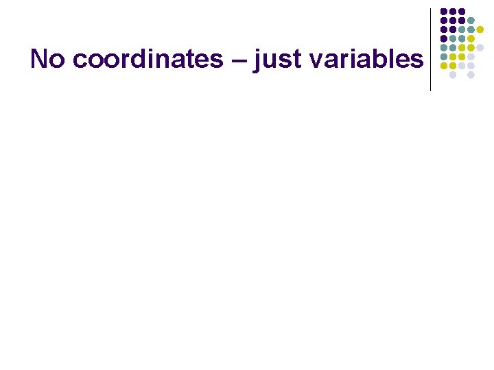 No coordinates – just variables 