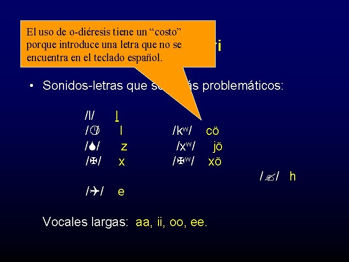 El uso de o-diéresis tiene un “costo” porque introduce una letra que no se