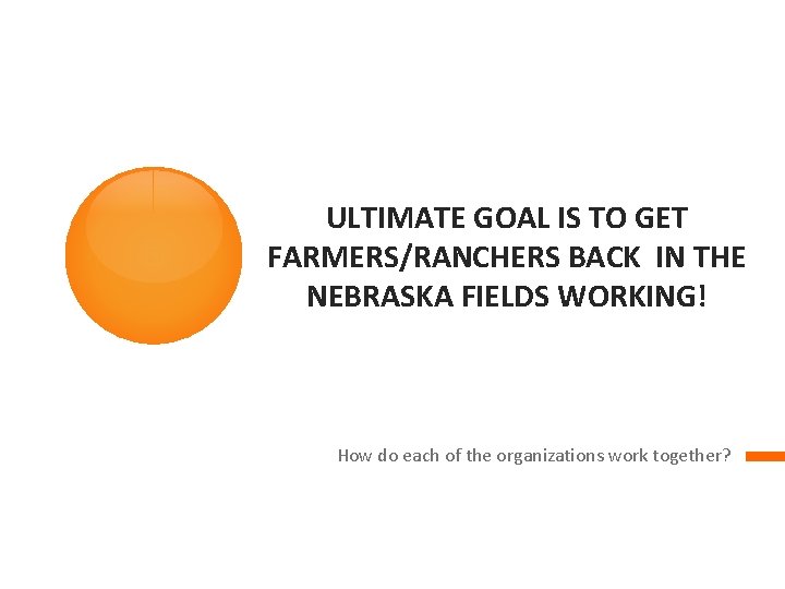 ULTIMATE GOAL IS TO GET FARMERS/RANCHERS BACK IN THE NEBRASKA FIELDS WORKING! How do