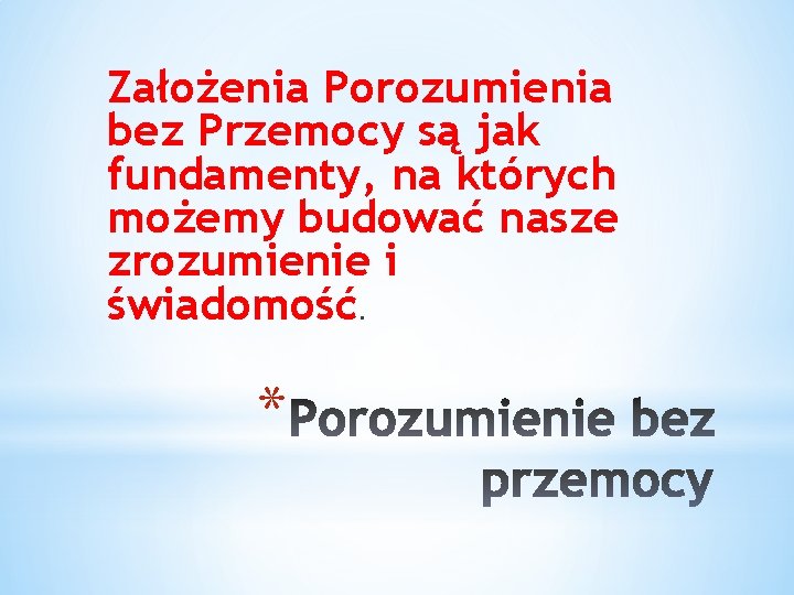 Założenia Porozumienia bez Przemocy są jak fundamenty, na których możemy budować nasze zrozumienie i