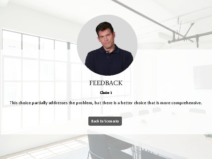 FEEDBACK Choice 1 This choice partially addresses the problem, but there is a better