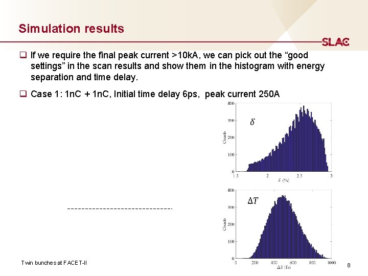 Simulation results q If we require the final peak current >10 k. A, we