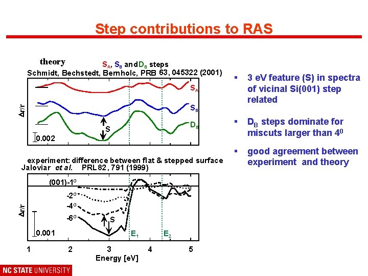Step contributions to RAS theory SA, SB and DB steps Schmidt, Bechstedt, Bernholc, PRB