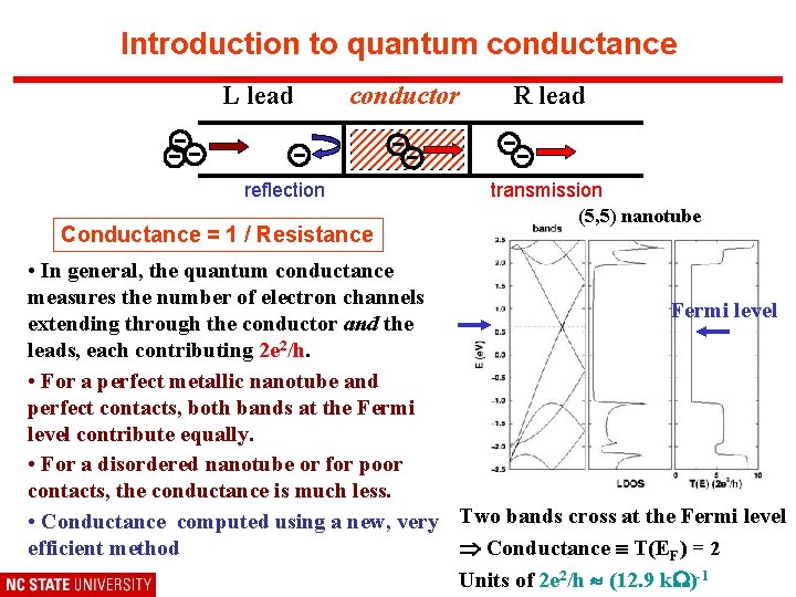 Introduction to quantum conductance L lead --- conductor reflection Conductance = 1 / Resistance