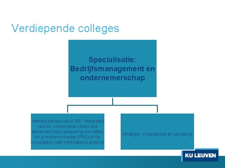 Verdiepende colleges Specialisatie: Bedrijfsmanagement en ondernemerschap Interdisciplinary lab in SIE: integrated course, consecutive cases