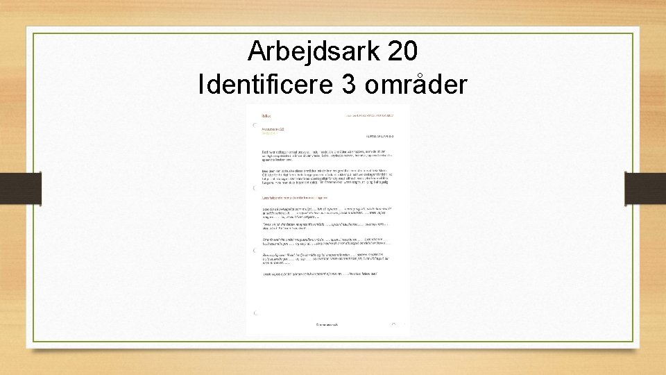 Arbejdsark 20 Identificere 3 områder 