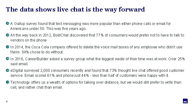 The data shows live chat is the way forward A Gallup survey found that