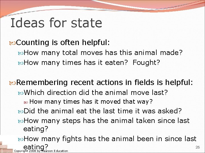 Ideas for state Counting is often helpful: How many total moves has this animal