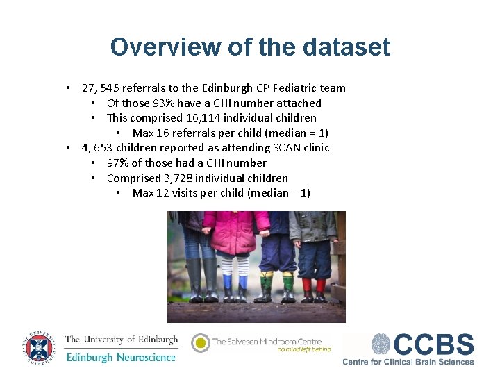 Overview of the dataset • 27, 545 referrals to the Edinburgh CP Pediatric team