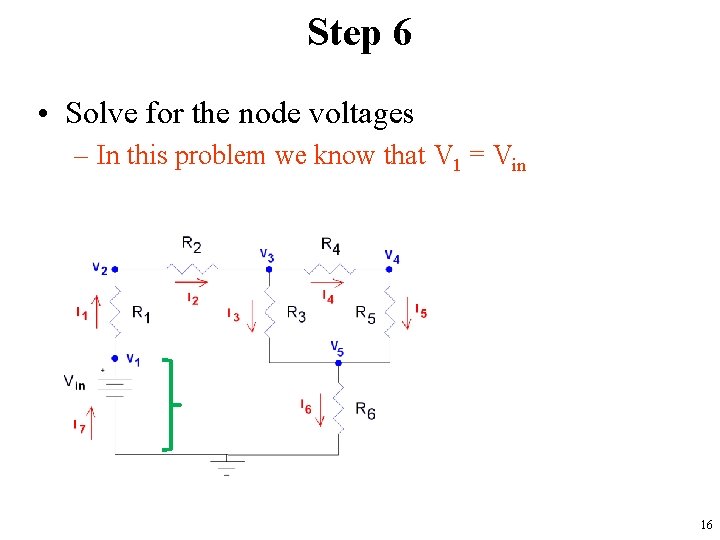 Step 6 • Solve for the node voltages – In this problem we know