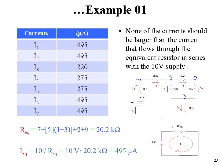 …Example 01 Currents (m. A) I 1 495 I 2 I 3 I 4