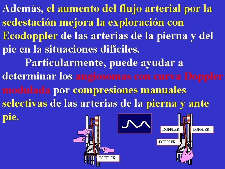 Además, el aumento del flujo arterial por la sedestación mejora la exploración con Ecodoppler