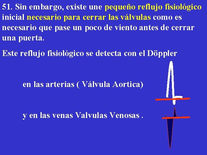 51. Sin embargo, existe une pequeño reflujo fisiológico inicial necesario para cerrar las válvulas