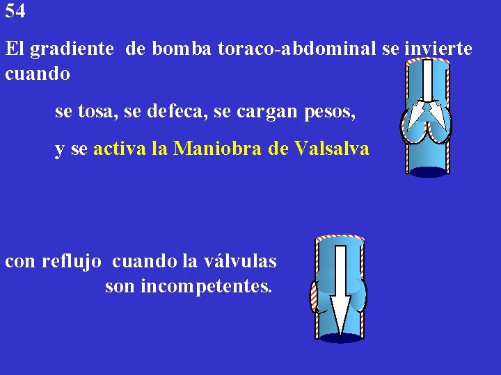 54 El gradiente de bomba toraco-abdominal se invierte cuando se tosa, se defeca, se