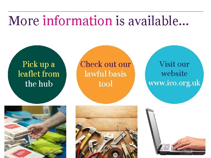 More information is available… Pick up a leaflet from the hub Check out our