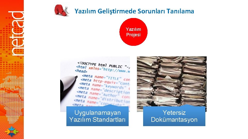 Yazılım Geliştirmede Sorunları Tanılama Yazılım Projesi Uygulanamayan Yazılım Standartları Yetersiz Dokümantasyon 