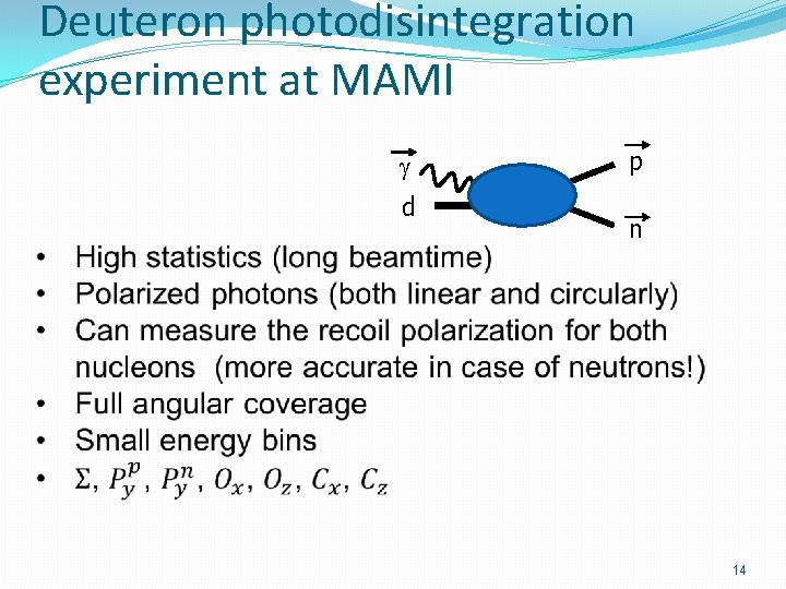 Deuteron photodisintegration experiment at MAMI d p n 14 