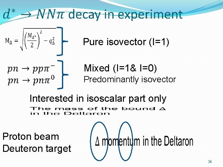 Pure isovector (I=1) Mixed (I=1& I=0) Predominantly isovector Interested in isoscalar part only Proton