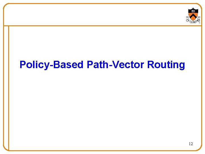 Policy-Based Path-Vector Routing 12 
