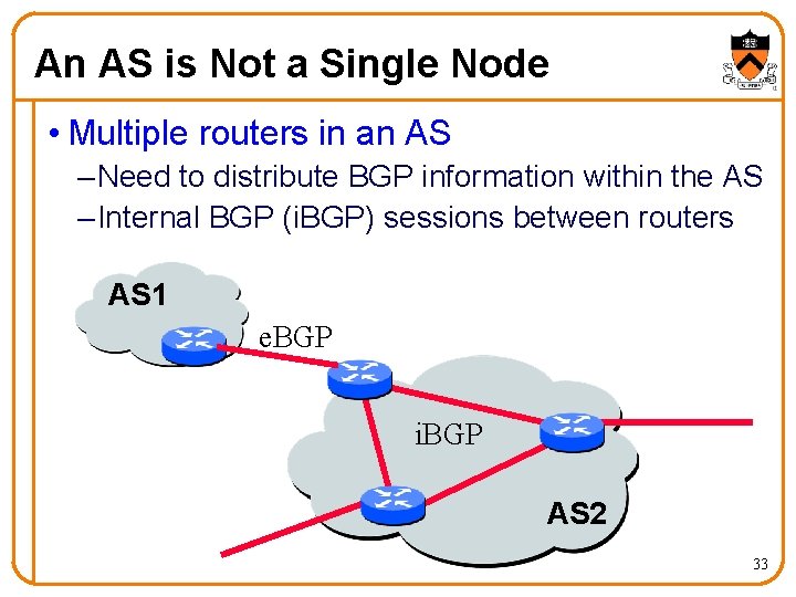 An AS is Not a Single Node • Multiple routers in an AS –