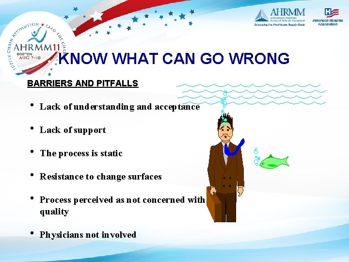 KNOW WHAT CAN GO WRONG BARRIERS AND PITFALLS h Lack of understanding and acceptance