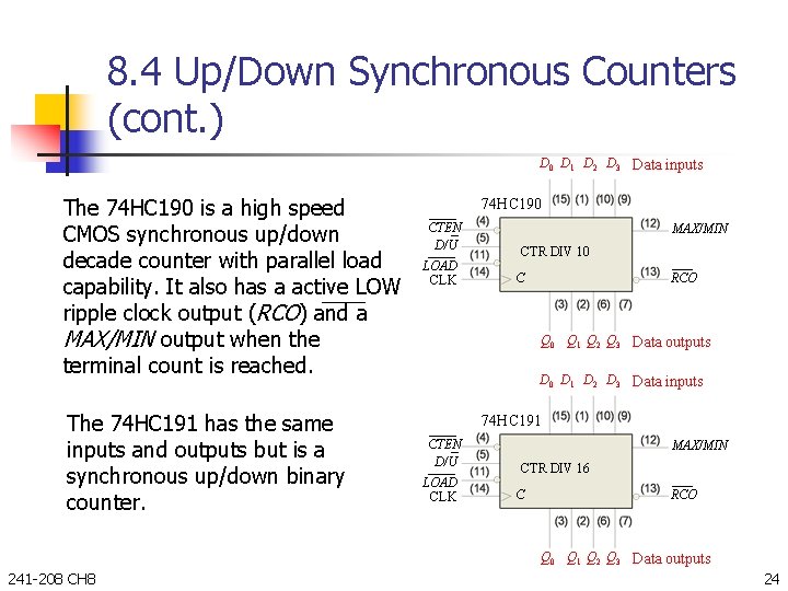 8. 4 Up/Down Synchronous Counters (cont. ) D 0 D 1 D 2 D