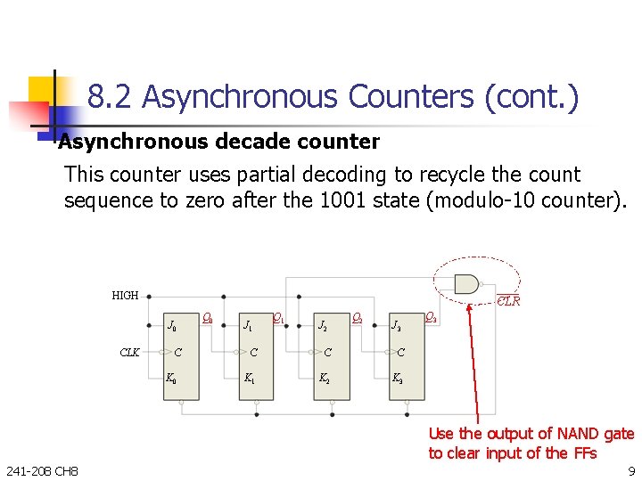 8. 2 Asynchronous Counters (cont. ) Asynchronous decade counter This counter uses partial decoding
